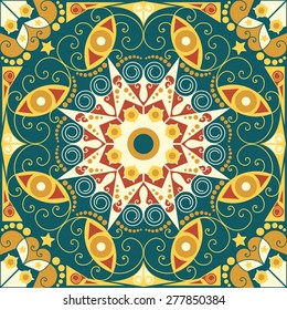 Colorful ethnic patterned background. Arabesque vector ornament