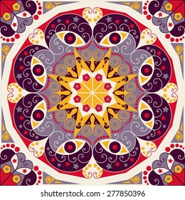 Colorful ethnic patterned background. Arabesque vector ornament