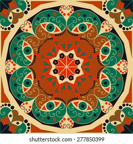 Colorful ethnic patterned background. Arabesque vector ornament