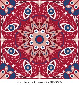 Colorful ethnic patterned background. Arabesque vector ornament