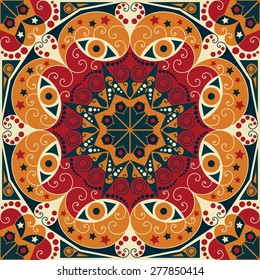 Colorful ethnic patterned background. Arabesque vector ornament
