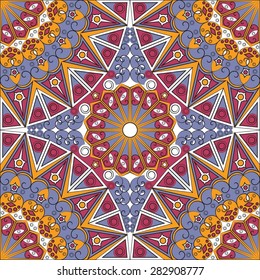 Colorful ethnic patterned background. Arabesque vector ornament
