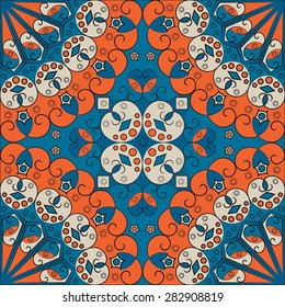Colorful ethnic patterned background. Arabesque vector ornament