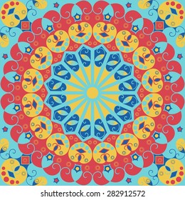 Colorful ethnic patterned background. Arabesque vector ornament