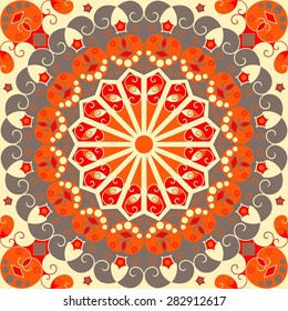 Colorful ethnic patterned background. Arabesque vector ornament