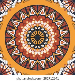 Colorful ethnic patterned background. Arabesque vector ornament