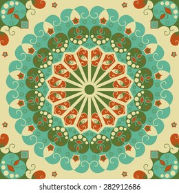 Colorful ethnic patterned background. Arabesque vector ornament