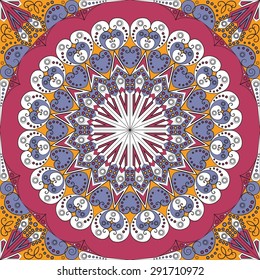 Colorful ethnic patterned background. Arabesque vector ornament