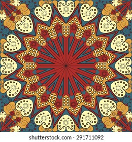 Colorful ethnic patterned background. Arabesque vector ornament