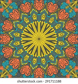 Colorful ethnic patterned background. Arabesque vector ornament