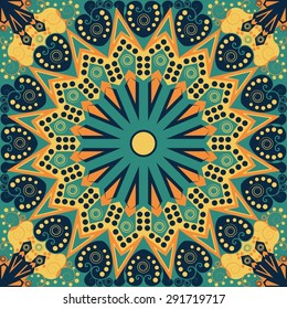 Colorful ethnic patterned background. Arabesque vector ornament