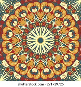 Colorful ethnic patterned background. Arabesque vector ornament