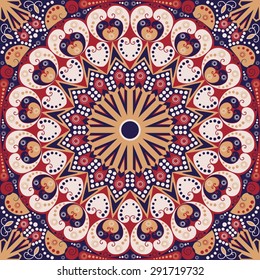 Colorful ethnic patterned background. Arabesque vector ornament
