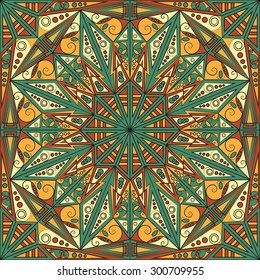 Colorful ethnic patterned background. Arabesque vector ornament