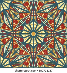 Colorful ethnic patterned background. Arabesque vector ornament