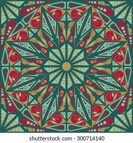 Colorful ethnic patterned background. Arabesque vector ornament