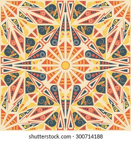 Colorful ethnic patterned background. Arabesque vector ornament