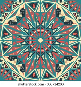 Colorful ethnic patterned background. Arabesque vector ornament