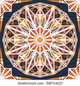 Colorful ethnic patterned background. Arabesque vector ornament