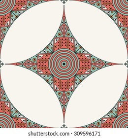 Colorful ethnic patterned background. Arabesque vector ornament