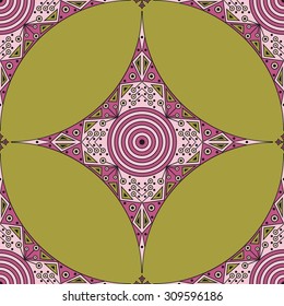 Colorful ethnic patterned background. Arabesque vector ornament