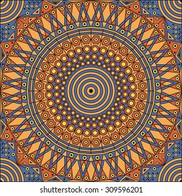 Colorful ethnic patterned background. Arabesque vector ornament