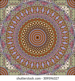 Colorful ethnic patterned background. Arabesque vector ornament