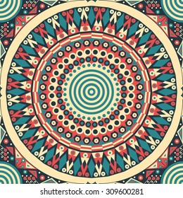 Colorful ethnic patterned background. Arabesque vector ornament