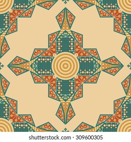 Colorful ethnic patterned background. Arabesque vector ornament