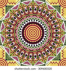 Colorful ethnic patterned background. Arabesque vector ornament