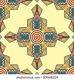 Colorful ethnic patterned background. Arabesque vector ornament