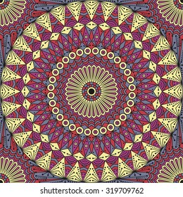 Colorful ethnic patterned background. Arabesque vector ornament