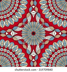 Colorful ethnic patterned background. Arabesque vector ornament
