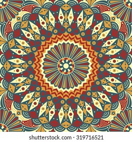 Colorful ethnic patterned background. Arabesque vector ornament