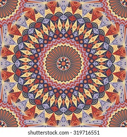 Colorful ethnic patterned background. Arabesque vector ornament
