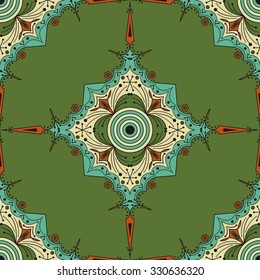 Colorful ethnic patterned background. Arabesque vector ornament
