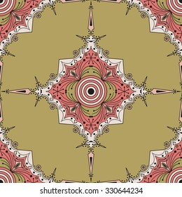 Colorful ethnic patterned background. Arabesque vector ornament