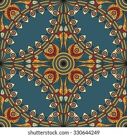 Colorful ethnic patterned background. Arabesque vector ornament