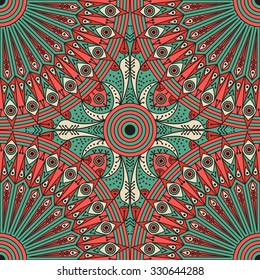 Colorful ethnic patterned background. Arabesque vector ornament