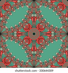 Colorful ethnic patterned background. Arabesque vector ornament