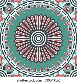 Colorful ethnic patterned background. Arabesque vector ornament