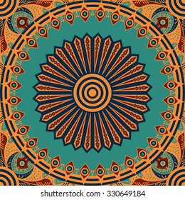 Colorful ethnic patterned background. Arabesque vector ornament