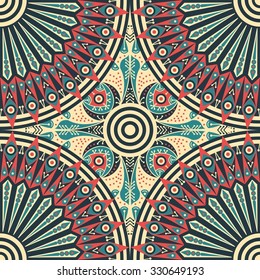 Colorful ethnic patterned background. Arabesque vector ornament
