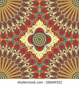 Colorful ethnic patterned background. Arabesque vector ornament