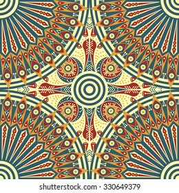 Colorful ethnic patterned background. Arabesque vector ornament