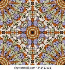 Colorful ethnic patterned background. Arabesque vector ornament