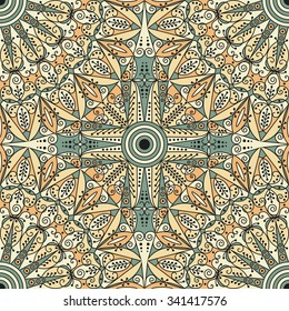 Colorful ethnic patterned background. Arabesque vector ornament