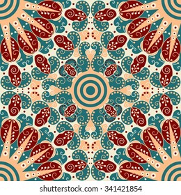 Colorful ethnic patterned background. Arabesque vector ornament