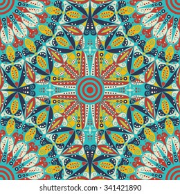 Colorful ethnic patterned background. Arabesque vector ornament