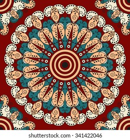 Colorful ethnic patterned background. Arabesque vector ornament